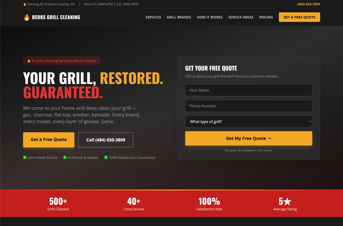 Grill Cleaning Pros website screenshot