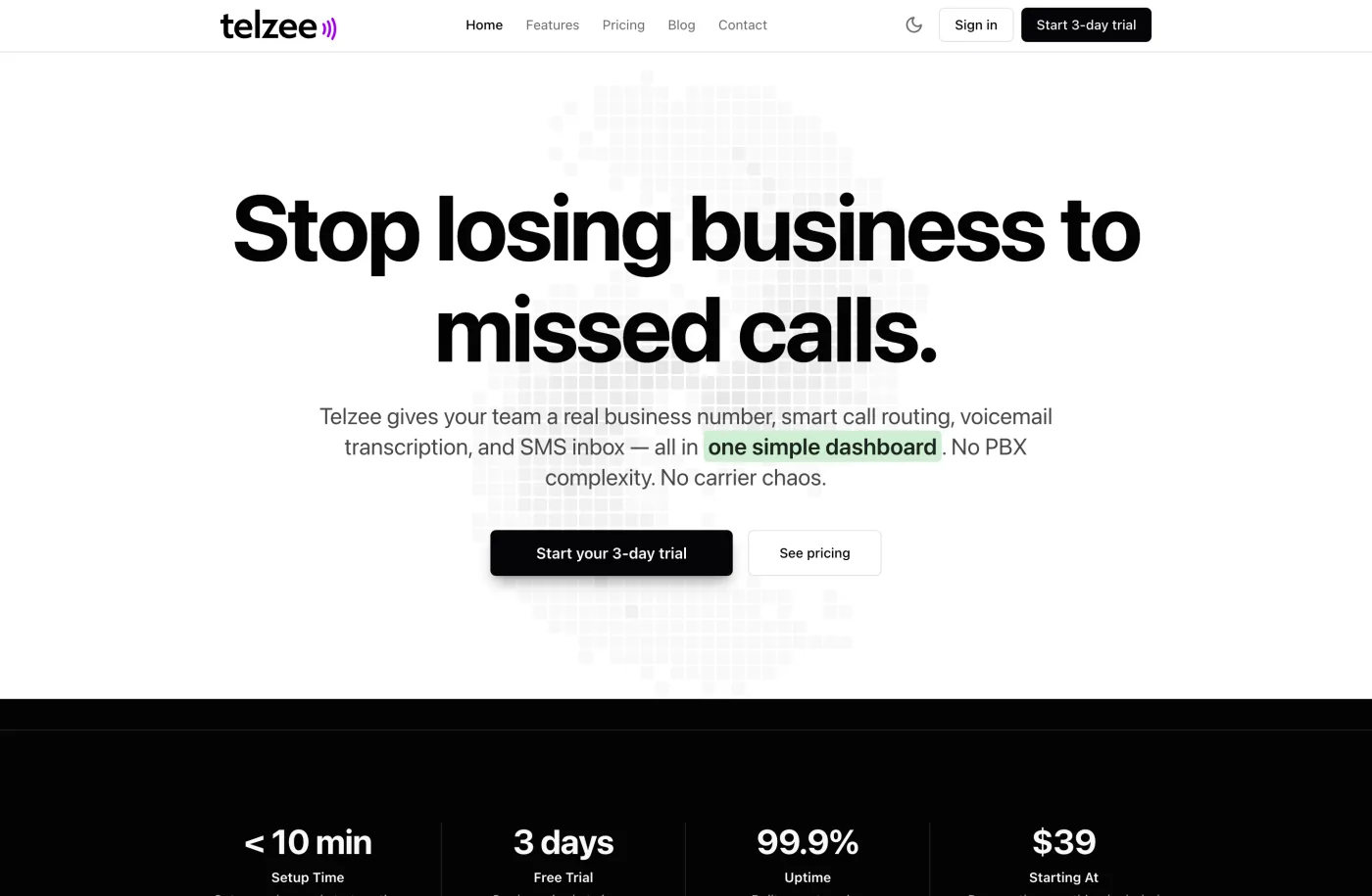 Telzee website screenshot
